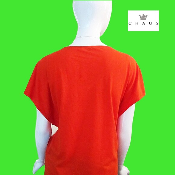 CHAUS NEW Stud Crystals Embellishment Lithe Sleeve Top L - Picture 9 of 12